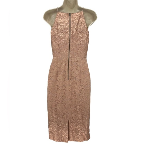 Adrianna Papell Foiled Lace Rose Gold Dress Size 2 - Picture 5 of 8